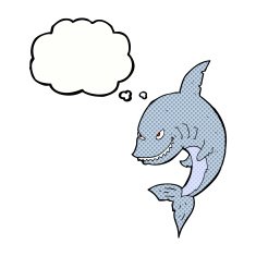 funny cartoon shark with thought bubble N25