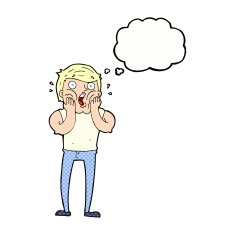 cartoon gasping man with thought bubble N8