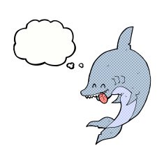 funny cartoon shark with thought bubble N26