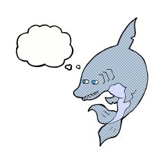 funny cartoon shark with thought bubble N27