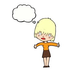 cartoon curious woman with thought bubble N49