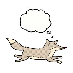 cartoon running wolf with thought bubble N6