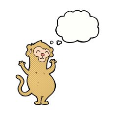 cartoon monkey with thought bubble N29