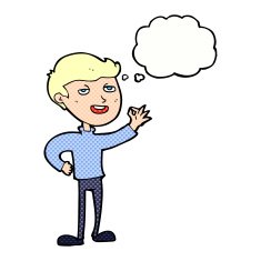 cartoon man making excellent gesture with thought bubble N9