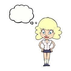 cartoon pretty woman with thought bubble N244