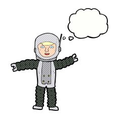cartoon astronaut with thought bubble N107
