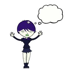 cartoon vampire girl with thought bubble N202