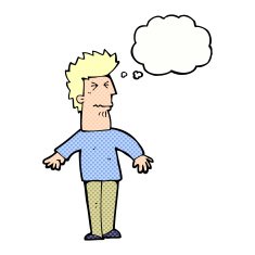 cartoon stressed man with thought bubble N61