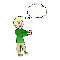 cartoon happy man with thought bubble N412