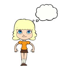cartoon girl with thought bubble N19