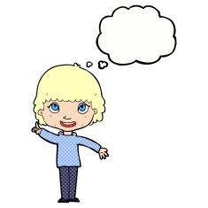 cartoon woman with idea thought bubble N221
