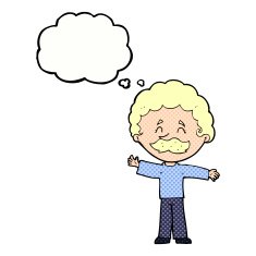cartoon boy with mustache thought bubble N9