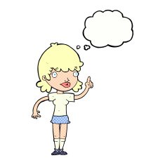 cartoon woman with idea thought bubble N223