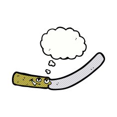 cartoon kitchen knife with thought bubble N2