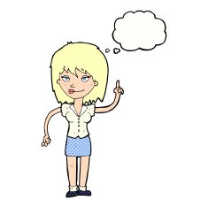 cartoon woman with idea thought bubble N224