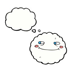 cartoon happy cloud with thought bubble N6