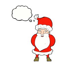 cartoon santa claus with thought bubble N173