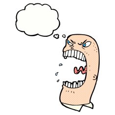 cartoon furious man shouting with thought bubble N10