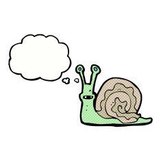 cartoon snail with thought bubble N29