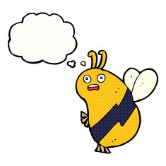 funny cartoon bee with thought bubble N20
