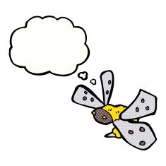 cartoon bee with thought bubble N27