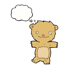 cartoon teddy bear with thought bubble N65