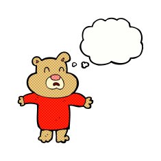cartoon unhappy bear with thought bubble N2