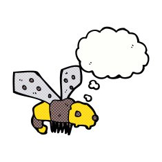cartoon bee with thought bubble N28