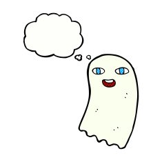 funny cartoon ghost with thought bubble N82