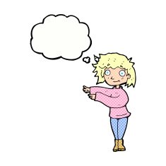 cartoon dancing woman with thought bubble N46