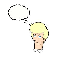 cartoon bored man with thought bubble N34