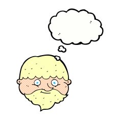 cartoon bearded man with thought bubble N43