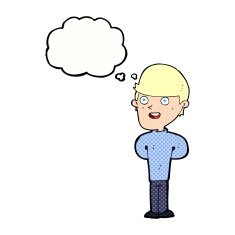 cartoon happy man with thought bubble N413