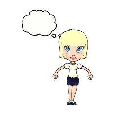 cartoon pretty woman with thought bubble N247