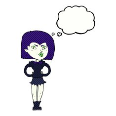 cartoon vampire girl with thought bubble N205