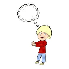 cartoon happy man showing with thought bubble N9