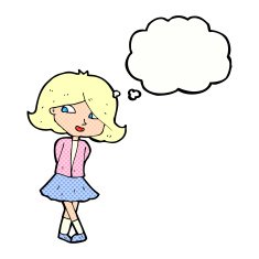cartoon happy girl with thought bubble N82