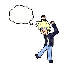 cartoon excited boy with thought bubble N135