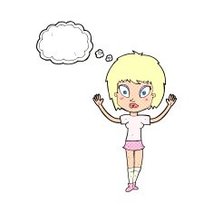 cartoon pretty girl with thought bubble N93