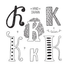 Vector hand drawn alphabet N14