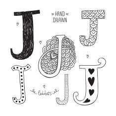 Vector hand drawn alphabet N15