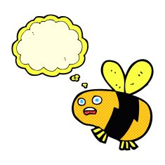 cartoon bee with thought bubble N30