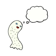 funny cartoon ghost with thought bubble N83