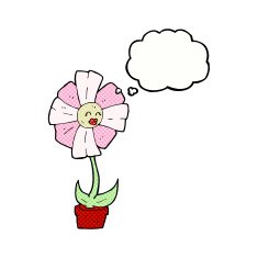 cartoon flower with thought bubble N35