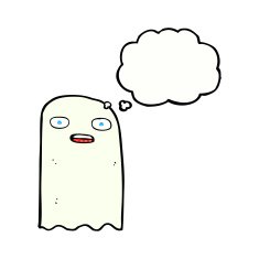 funny cartoon ghost with thought bubble N84