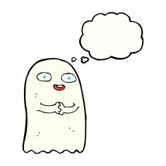 funny cartoon ghost with thought bubble N85