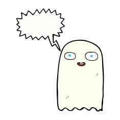 funny cartoon ghost with thought bubble N87