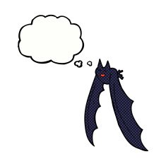 cartoon flying bat with thought bubble N5