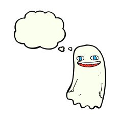 funny cartoon ghost with thought bubble N89