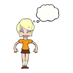 cartoon pretty woman with thought bubble N248
